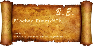 Blocher Euszták névjegykártya